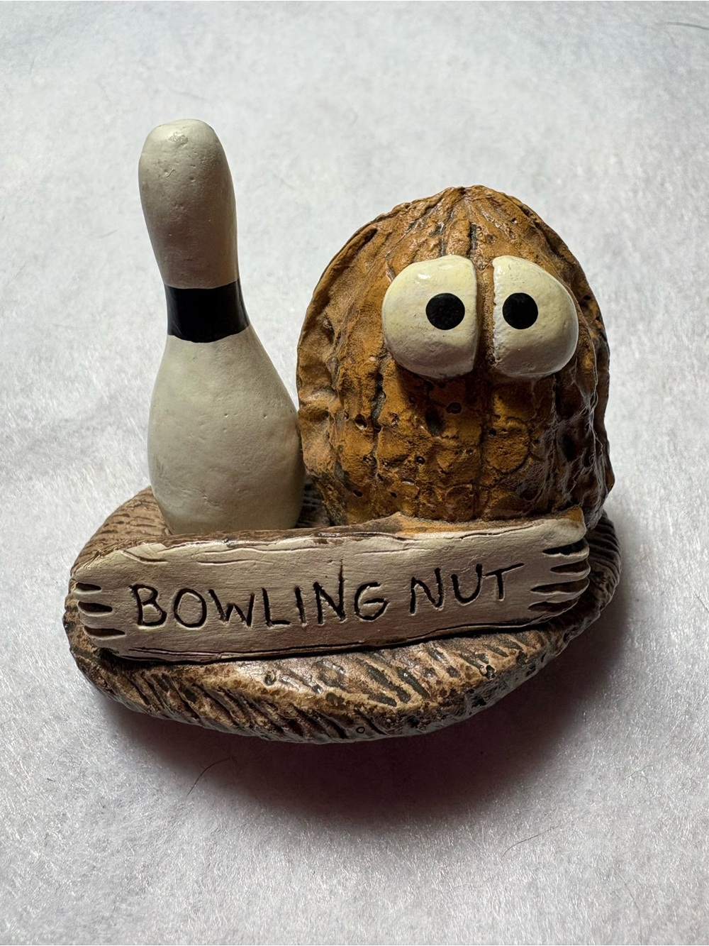 🎳 Bowling Nut-Small Brown & White Knick knack